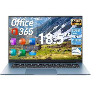 Naclud 노트북 18.5인치 20GB RAM 128GB EMMC+1024GB SSD 1년 오피스 365 셀러론 N5095 쿼드 코어 윈도우 1