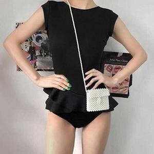 (44~77) M L XL 컷아웃 V 등파임 러플수영복 2color