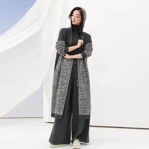 R4E여성 후드 가디건 숄 스웨터 집업 롱코트 가을 지퍼 니트 아우터 울 젠3