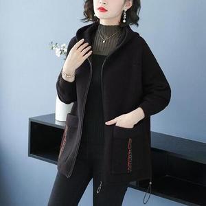 R4E 여성 후드 가디건 미디움 엄마룩 스웨터 빅사이즈 가을 코트 젠4