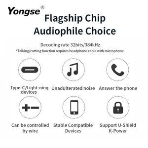 YONGSE 이어폰 앰프 디지털 디코더 케이블 OTG DAC 어댑터, Y01 라이트닝 to 3.5mm, 4.4mm 칩, C100
