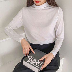 [옷자락]여자 반목 폴라티 긴팔레이어드 소프트 무채색 티셔츠_P372433037