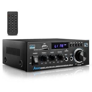 AK45 홈 오디오 파워 앰프(블루투스 포함), 100Wx2 스테레오 리시버, 앰프(홈 시어터 스피커용), 앰프(FM 라디오 USB, AUX, RCA, SD), 스테레오, 스튜디오