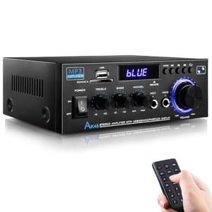 WOOPKER AK45 Bluetooth 5.0 홈 오디오 앰프 스테레오 리시버, Max 300W, USB, SD 카드, RCA, 2 MIC가 포함된 2.0 채널 전력 증폭 시스템, 시어터 스피커용 앰프, 스튜디오, 노래방