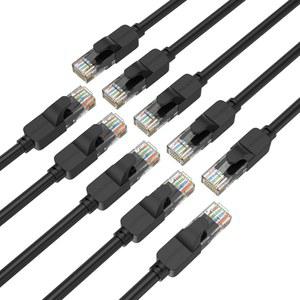 JARNHNG 캣 6 이더넷 케이블 1.5피트, 실내/외 고속 10Gbps 인터넷 케이블, 블랙 RJ45 LAN 패치 게임, 컴퓨터, 텔레비전, 라우터, 프린터에 적합한 코드(10팩)