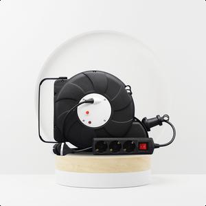 러그박스 부착 오토릴 12M(+2M) 블랙 산업용 1.0SQ / 자동줄감개 /코드릴 / 멀티탭 / 전기릴선