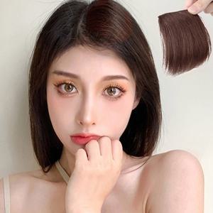 브라운 옆머리 정수리 부분가발 똑딱이 숱커버
