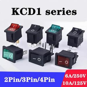10 PCS KCD1 3Pin 보트 자동차 로커 스위치 125V AC 및 전기 시스템의 용 빨간색 노란색 녹색 버튼