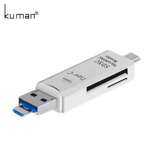 cf카드 메모리카드 Kuman 2.0 OTG 카드 리더기 마이크로 SD TF 슬롯 USB MicroUSB TypeC 인터페이스 전화 Y