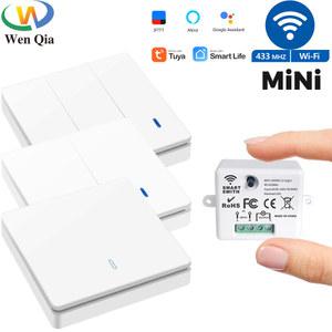 Tuya WiFi 스마트 스위치 433MHz 무선 조명 원격 컨트롤러 AC 110V 220V 10A 릴레이 미니 타이머 모듈 라이프 APP 제어 음성 Rf 86 벽면 홈 제어용 구글 Alexa와 함께 작동 Led 램프