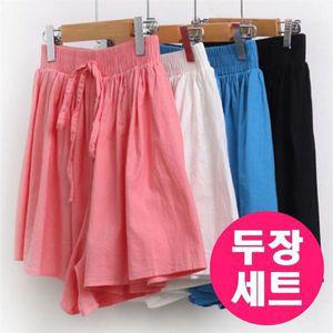 두장세트 A041 CI 빅사이즈 여자 반바지 밴딩 린넨 숏팬츠 인견 마