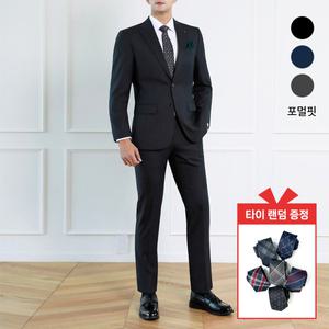 [롯데백화점]맨잇슈트 순모 울100 솔리드 포멀핏 스트레치 고급 정장 3종 택1 + 타이증정