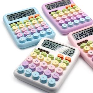 파스텔라 레트로 태양광 계산기 기계식 키패드 듀얼 파워 솔라 대형 파스텔 컬러 계산기