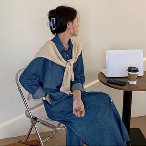 [하프클럽/셀러허브_여성트랜드패션]포켓 셔츠 롱셔츠원피스 연청 코디 스타일링
