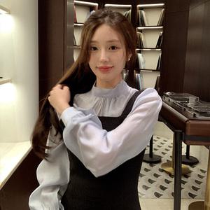 681efb30b9a88 (봄신상컬러추가/탑셀러) 로즈 시스루 리본 셔링 블라우스 bs7762