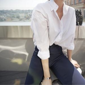 F78141 무지 기본셔츠 원피스셔츠 롱 화이트셔츠