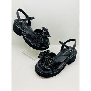 갤러리아 고세 데일리 여성 플랫폼 리본 에나멜 청키샌들 ADO5S001 블랙 5cm