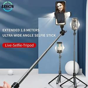 LISCN Bluetooth Selfie Stick 180cm 삼각대 전화 홀더(여행용 리모컨 포함), 블로깅, 라이브 iPhone 및 An