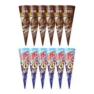 [롯데웰푸드]제로 티라미수콘 x6 + 저당 월드콘 바닐라 x6