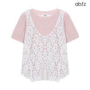 [ab.f.z] 뜨개 뷔스티에 레이어드 반팔 티셔츠 SET (AFZ2MKA3A)