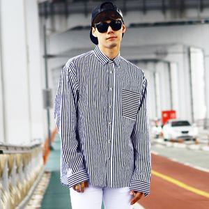[쿨제이]남자 오버핏 셔츠 남방 헨리넥 47 MS 스트라이프