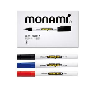 모나미 네임펜 X 1다스 0.4mm 검정 빨강 파랑 가는글씨용 12개입