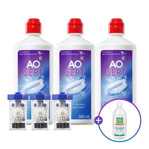 [알콘] 옵티프리 렌즈세척액 에이오셉 플러스 360mlx3개 하드/드림 겸용_리플레니시420ml 추가