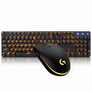 HACKER K590 블랙청축 + 로지텍 G102IC 기계식 세트 게이밍 LED 청축 레인보우 축교환 무빙