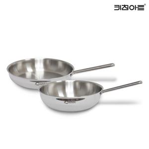 복진상사 키친아트 퀸 통5중 인덕션가능 스텐레스 후라이팬세트 2종B(후28+궁28)