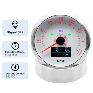 GPS 안테나가 있는 AD 85mm 속도계 보트 자동차 모터 요트용 160MPH 200KMH 방수 조정 가능한 트립 COG