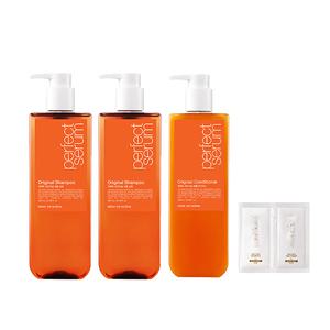 미쟝센 퍼펙트 세럼 샴푸 오리지널, 680ml, 2개 +  컨디셔너, 680ml, 1개 (살롱10 샴푸, 6ml, 손상+트리트먼트, 6ml, 손상), 1개