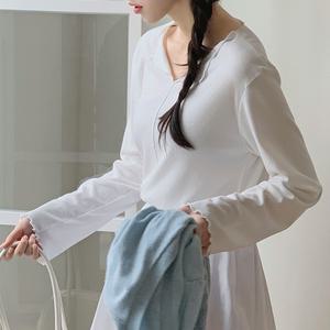 핫핑 쿠젠 물결 넥트임 긴팔티셔츠