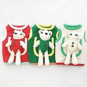 [OFM7L7S9]강아지 포켓곰 와플 티셔츠 1P 여름 민소매티