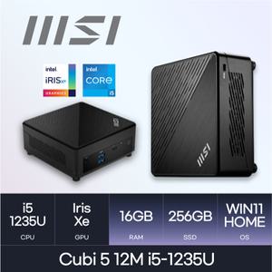 HMC+ MSI Cubi 5 12M i5-1235U Wi-Fi 6E l 16GB / 256GB / W11  초소형 사무 작업 가정 키오스크