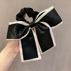 [XBGJ7891]새틴왕리본머리끈 블랙왕리본곱창머리끈 블랙