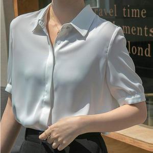 [XBF95M98]새틴 여름 반팔셔츠 오피스룩 하객룩 블라우스