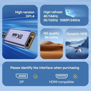 USB 케이블 연결 외장하드선 Hagibis-C to DisplayPort 1.4 썬더볼트 3/4 8K @ 60Hz DP 양방향 MacBook Pro