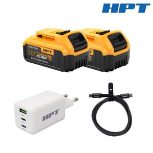 신형 HPT 5.0Ah 디월트호환 배터리 신형 2개 고속충전기 충전선 세트 C타입 DW20-TC150