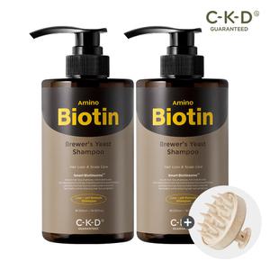 CKD 아미노비오틴 맥주효모샴푸 500ml 2개+두피브러쉬 증정 / 탈모 증상 완화 기능성 + 푸석한 머릿결 케어