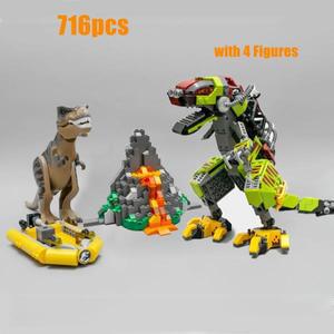 716pcs Rex Tyrannosaurus Vs. Mecha Building Blocks Model 75938 Toy for Kids Gift