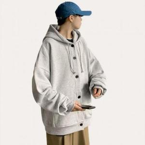 [라일리] Rly 후드티 무지 데일리 기모 긴팔 보온 버튼 자켓 오버핏