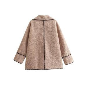 깜도리 여자 키작녀 모피 코트 울 칼라넥 스트라이프 루즈핏 꾹4