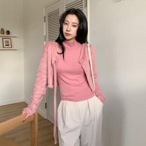 [옷자락] 여자 겨울 러블리 나시 폴라티 퍼 스트랩 가디건 세트