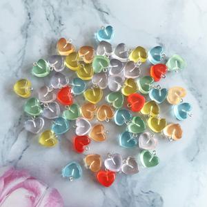 캔디 하트팬던트(랜덤)/통통 컬러 하트 캔디 젤리 아크릴 펜던트 투명 알사탕 키링 재료 diy 백 참 장식