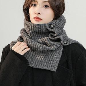 [BZJLRVTI_51JA]겨울 방한용 여성 버튼 케이프 머플러
