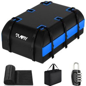 APTY 21세제곱피트 자동차 루프탑 화물 가방 캐리어, 랙이 있는/없는 모든 차량용 소프트 루프탑 수하물 가방 - 방수 지퍼, 미끄럼 방지 매트, 수하물 잠금 장치, 보관 가방, 도어 후크, 파란색 포함