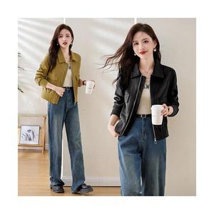 여성코트 쇼트 레더 코트 여초봄 핫키 작은 패션 하이엔드 퓨전 재킷 OOTD1