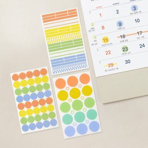 테이블토크 투명 스티커 세트_원형 하이라이트 트윈링 도넛 라인 다꾸