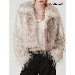 [헤레이스]숏 카라 페이크 퍼코트 YMSH24FW774_P378750081