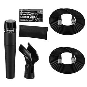 슈어 SM57-LC 카디오이드 다이내믹 계기판 마이크 + XLR 케이블 번들 2개 추가 (2개)